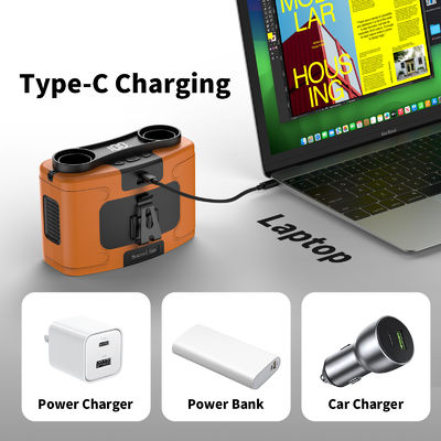 Φανατικός Socool 20000mAh Φορητός εξωτερικός επαναφορτιζόμενος ανεμιστήρας USB παροχή ρεύματος έκτακτης ανάγκης Εσωτερικός και εξωτερικός ανεμιστήρας Clip Waist