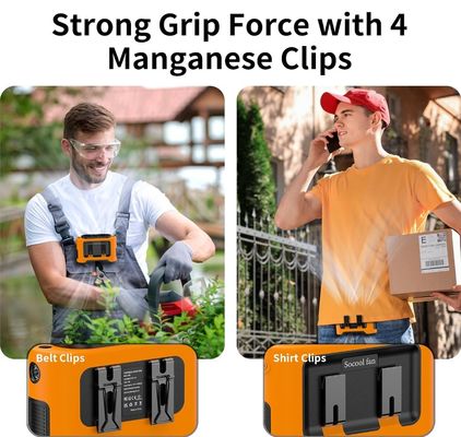 Socool Fan 14500mAh Clip Waist Fan με ελαφριά επαναφορτιζόμενη μπαταρία Πολυλειτουργικός φορητός ανεμιστήρας με πηγή ρεύματος τύπου C Πορτοκαλί Μαύρο εξωτερικός ανεμιστήρας τουρμ