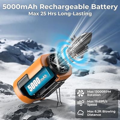 Socool Fan 4000mAh Clip Waist Fan Πορτοκαλί Μαύρο Πολυλειτουργικό Φορητό ανεμιστήρα με ABS Σώμα Σιλικόνιο Jacket Manganese Steel Hook Manganese Steel Bracket